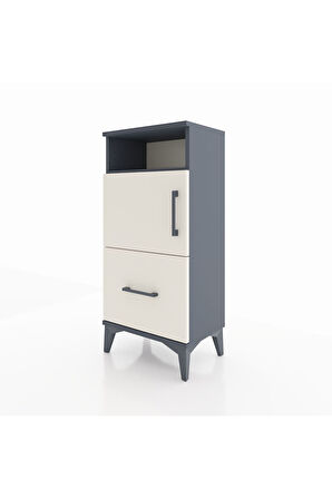 Arges Komodin 2 Raflı Tek Çekmeceli 2 Kapaklı 44x30x96 Antrasit-Aytaşı
