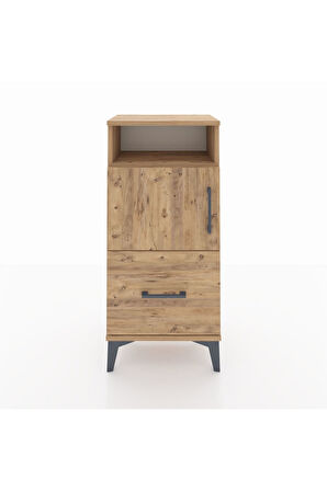 Arges Komodin 2 Raflı Tek Çekmeceli 2 Kapaklı 44x30x96 Çam-Çam