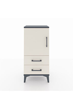 Arges Komodin 2 Raflı 2 Çekmeceli Tek Kapaklı 44x30x96 Antrasit-Aytaşı