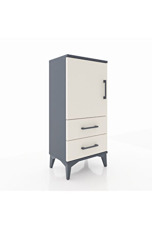 Arges Komodin 2 Raflı 2 Çekmeceli Tek Kapaklı 44x30x96 Antrasit-Aytaşı