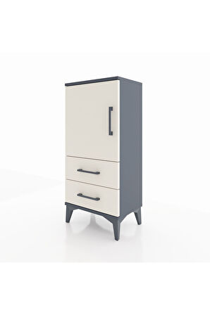 Arges Komodin 2 Raflı 2 Çekmeceli Tek Kapaklı 44x30x96 Antrasit-Aytaşı