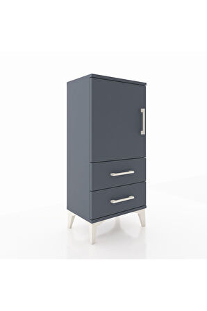 Arges Komodin 2 Raflı 2 Çekmeceli Tek Kapaklı 44x30x96 Antrasit-Antrasit