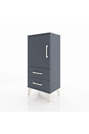 Arges Komodin 2 Raflı 2 Çekmeceli Tek Kapaklı 44x30x96 Antrasit-Antrasit