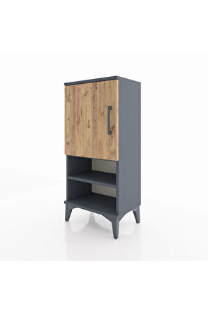 Arges Komodin 3 Raflı Tek Kapaklı 44x30x96 Antrasit-Çam
