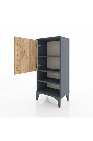Arges Komodin 3 Raflı Tek Kapaklı 44x30x96 Antrasit-Çam