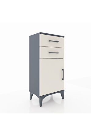 Arges Komodin Tek Raflı 2 Çekmeceli Tek Kapaklı 44x30x96 Antrasit-Aytaşı