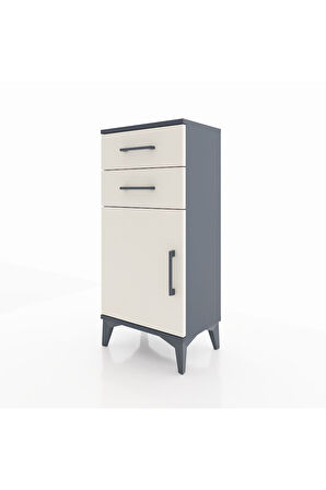 Arges Komodin Tek Raflı 2 Çekmeceli Tek Kapaklı 44x30x96 Antrasit-Aytaşı