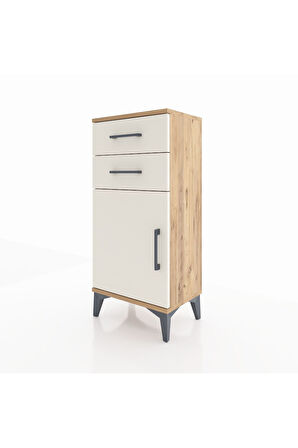 Arges Komodin Tek Raflı 2 Çekmeceli Tek Kapaklı 44x30x96 Çam-Aytaşı