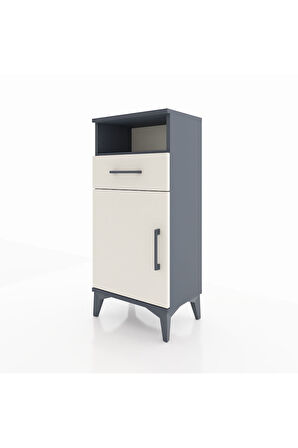 Arges Komodin 2 Raflı Tek Çekmeceli Tek Kapaklı 44x30x96 Antrasit-Aytaşı