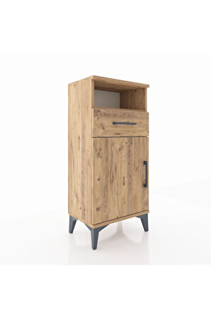 Arges Komodin 2 Raflı Tek Çekmeceli Tek Kapaklı 44x30x96 Çam-Çam