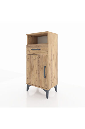 Arges Komodin 2 Raflı Tek Çekmeceli Tek Kapaklı 44x30x96 Çam-Çam