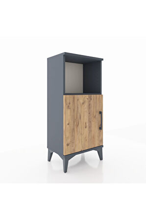 Arges Komodin 2 Raflı Tek Kapaklı 44x30x96 Antrasit-Çam