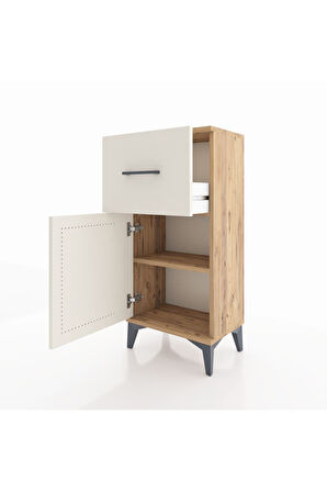Arges Komodin Tek Raflı Tek Çekmeceli Tek Kapaklı 44x30x96 Çam-Aytaşı