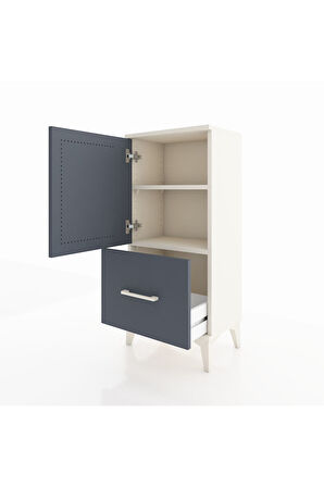 Arges Komodin 2 Raflı Tek Çekmeceli Tek Kapaklı 44x30x96 Aytaşı-Antrasit