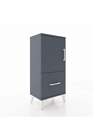 Arges Komodin 2 Raflı Tek Çekmeceli Tek Kapaklı 44x30x96 Antrasit-Antrasit