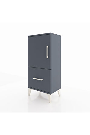 Arges Komodin 2 Raflı Tek Çekmeceli Tek Kapaklı 44x30x96 Antrasit-Antrasit
