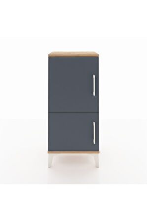 Arges Komodin 3 Raflı 2 Kapaklı 44x30x96 Çam-Antrasit