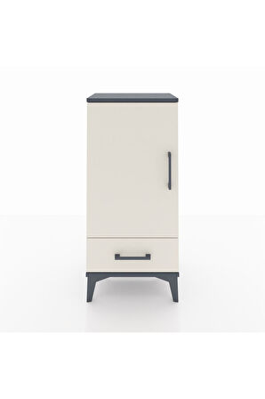 Arges Komodin 3 Raflı Tek Çekmeceli Tek Kapaklı 44x30x96 Antrasit-Aytaşı