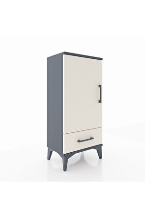 Arges Komodin 3 Raflı Tek Çekmeceli Tek Kapaklı 44x30x96 Antrasit-Aytaşı