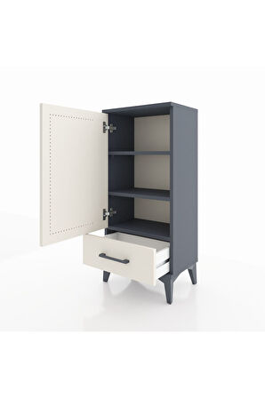 Arges Komodin 3 Raflı Tek Çekmeceli Tek Kapaklı 44x30x96 Antrasit-Aytaşı