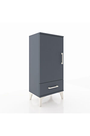 Arges Komodin 3 Raflı Tek Çekmeceli Tek Kapaklı 44x30x96 Antrasit-Antrasit