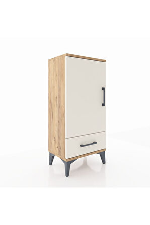 Arges Komodin 3 Raflı Tek Çekmeceli Tek Kapaklı 44x30x96 Çam-Aytaşı