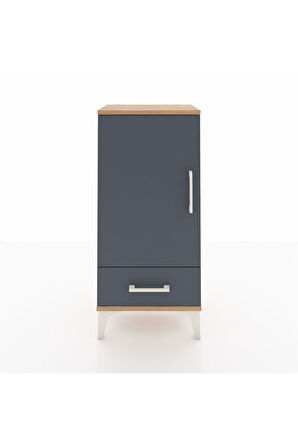 Arges Komodin 3 Raflı Tek Çekmeceli Tek Kapaklı 44x30x96 Çam-Antrasit