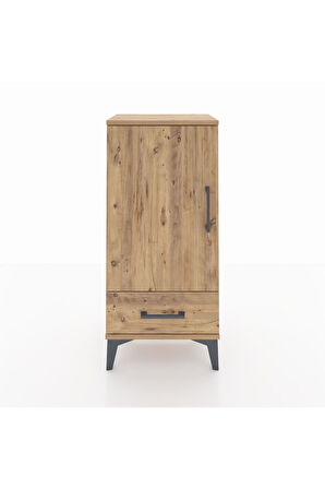 Arges Komodin 3 Raflı Tek Çekmeceli Tek Kapaklı 44x30x96 Çam-Çam