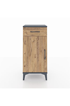 Arges Komodin 2 Raflı Tek Çekmeceli Tek Kapaklı 44x30x96 Antrasit-Çam