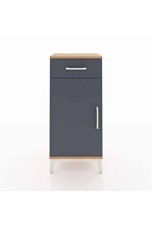 Arges Komodin 2 Raflı Tek Çekmeceli Tek Kapaklı 44x30x96 Çam-Antrasit