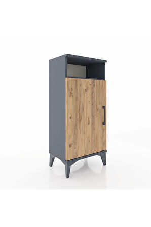 Arges Komodin 3 Raflı Tek Kapaklı 44x30x96 Antrasit-Çam