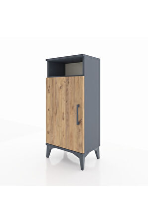 Arges Komodin 3 Raflı Tek Kapaklı 44x30x96 Antrasit-Çam