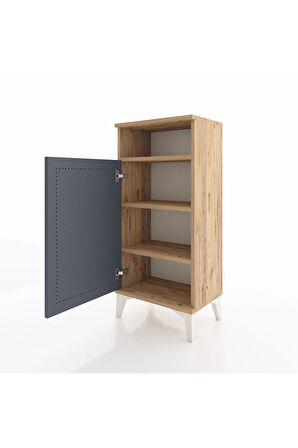 Arges Komodin 3 Raflı Tek Kapaklı 44x30x96 Çam-Antrasit