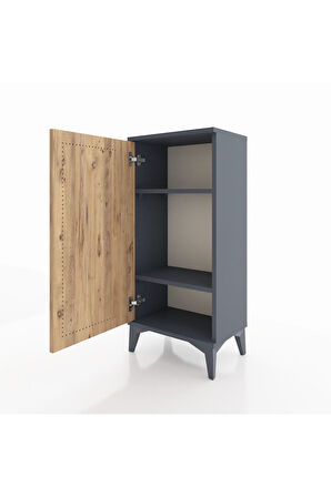 Arges Komodin 2 Raflı Tek Kapaklı 44x30x96 Antrasit-Çam