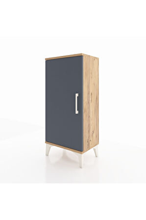 Arges Komodin 2 Raflı Tek Kapaklı 44x30x96 Çam-Antrasit
