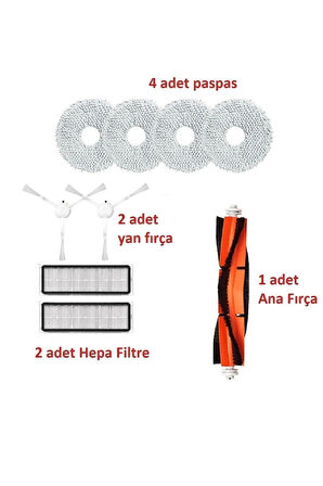 Xiaomi Uyumlu S10+ plus X10+ Yedek Filtre Mop Paspas Fırça Seti