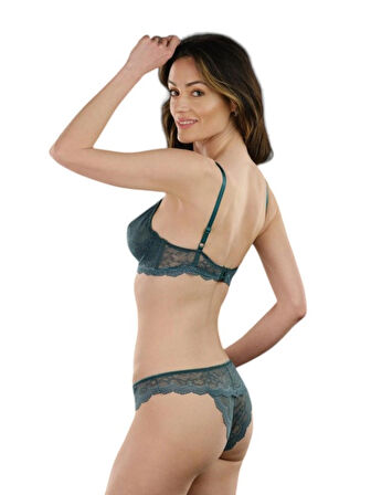 STORMED İç Giyim Kadın Dantelli Kapsız Çapraz Detaylı Sütyen Takımı 1001