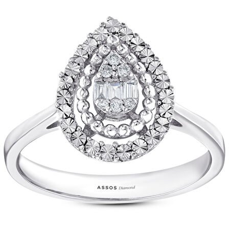 0.10 Karat Damla Formlu Pırlanta Yüzük