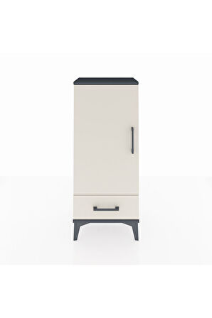 Arges Komodin 3 Raflı Tek Çekmeceli Tek Kapaklı 44x30x106 Antrasit-Aytaşı