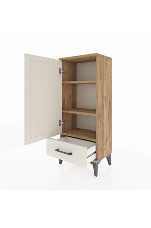 Arges Komodin 3 Raflı Tek Çekmeceli Tek Kapaklı 44x30x106 Çam-Aytaşı