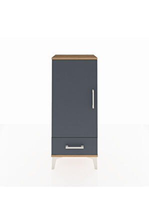 Arges Komodin 3 Raflı Tek Çekmeceli Tek Kapaklı 44x30x106 Çam-Antrasit