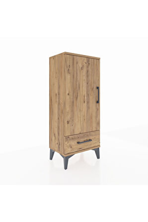 Arges Komodin 3 Raflı Tek Çekmeceli Tek Kapaklı 44x30x106 Çam-Çam