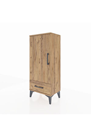 Arges Komodin 3 Raflı Tek Çekmeceli Tek Kapaklı 44x30x106 Çam-Çam