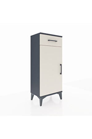 Arges Komodin 2 Raflı Tek Çekmeceli Tek Kapaklı 44x30x106 Antrasit-Aytaşı