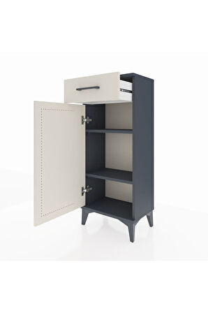 Arges Komodin 2 Raflı Tek Çekmeceli Tek Kapaklı 44x30x106 Antrasit-Aytaşı