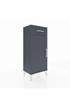 Arges Komodin 2 Raflı Tek Çekmeceli Tek Kapaklı 44x30x106 Antrasit-Antrasit