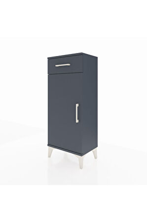 Arges Komodin 2 Raflı Tek Çekmeceli Tek Kapaklı 44x30x106 Antrasit-Antrasit