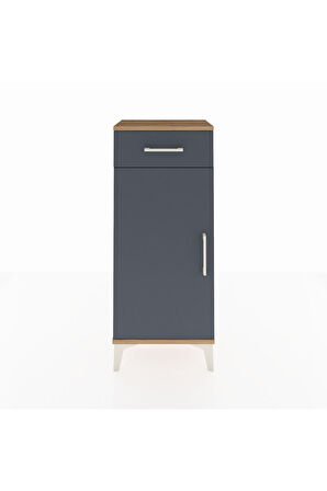 Arges Komodin 2 Raflı Tek Çekmeceli Tek Kapaklı 44x30x106 Çam-Antrasit