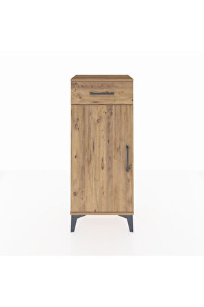 Arges Komodin 2 Raflı Tek Çekmeceli Tek Kapaklı 44x30x106 Çam-Çam