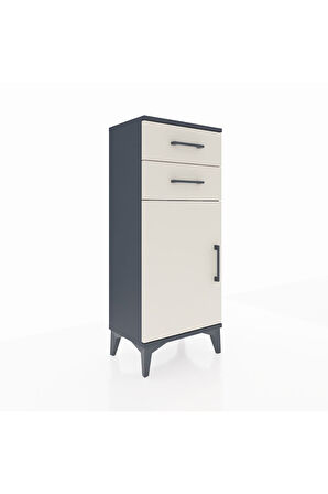Arges Komodin Tek Raflı 2 Çekmeceli Tek Kapaklı 44x30x106 Antrasit-Aytaşı